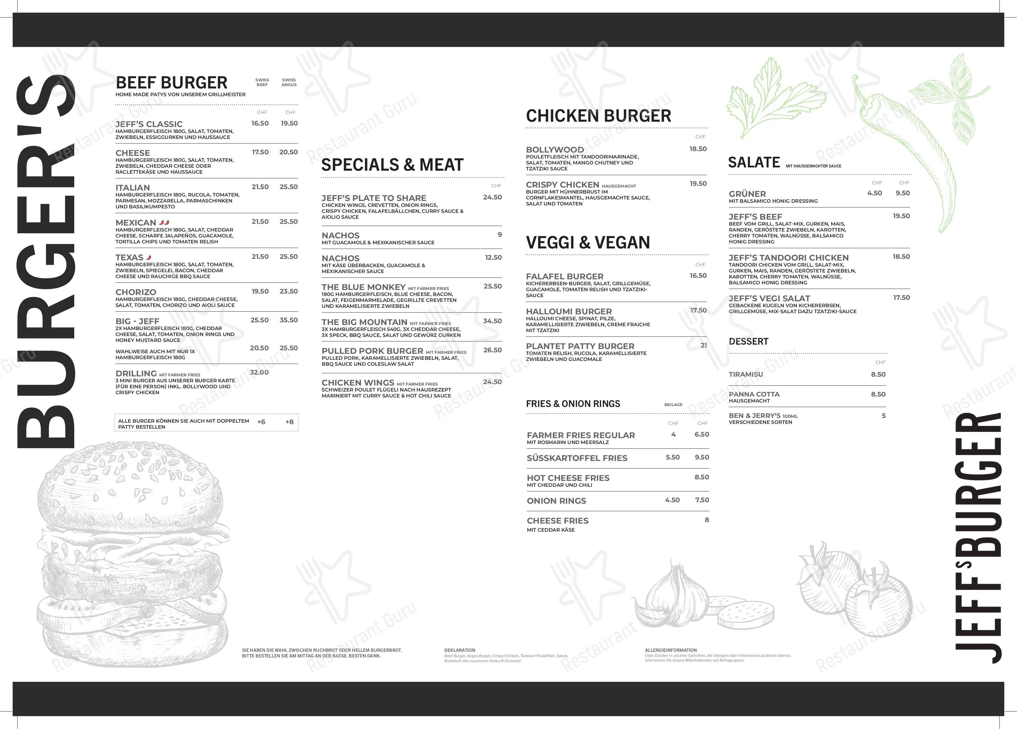 Menu di Jeff's Burger - Menu