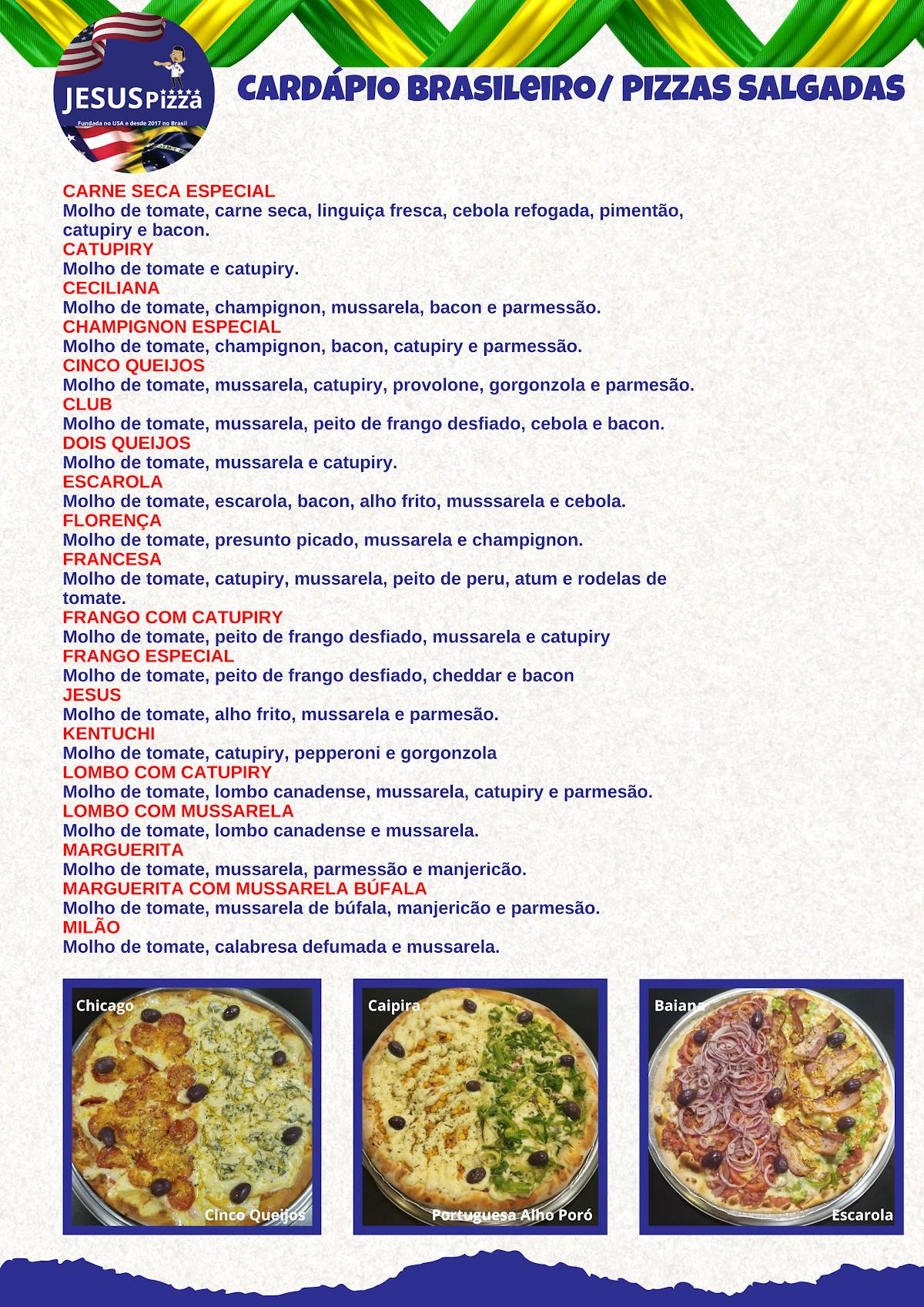 Jesus Pizza Tatuapé cardápio