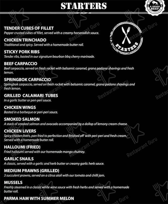 Carta de Trumps Grillhouse and Butchery