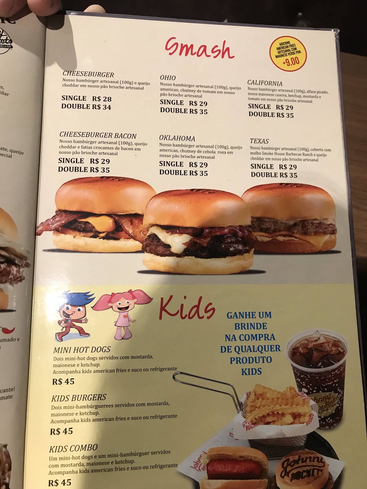 Johnny Rockets Lab @ Vila Madalena cardápio