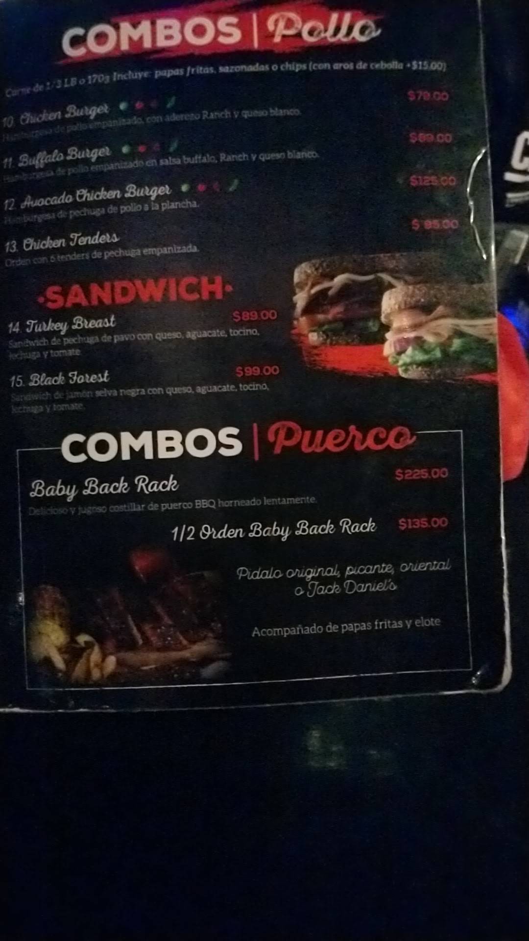 Carta del pub y bar Johnny's Grill, Heroica Nogales, Av. Tecnológico 245