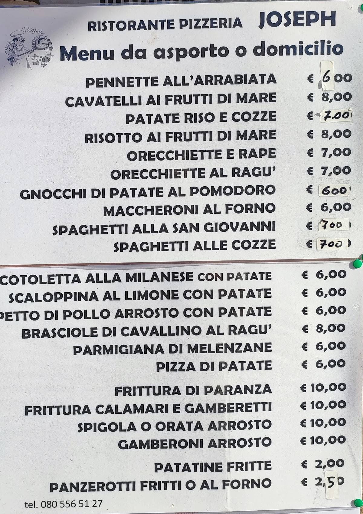 Menu di Ristorante Pizzeria JOSEPH 