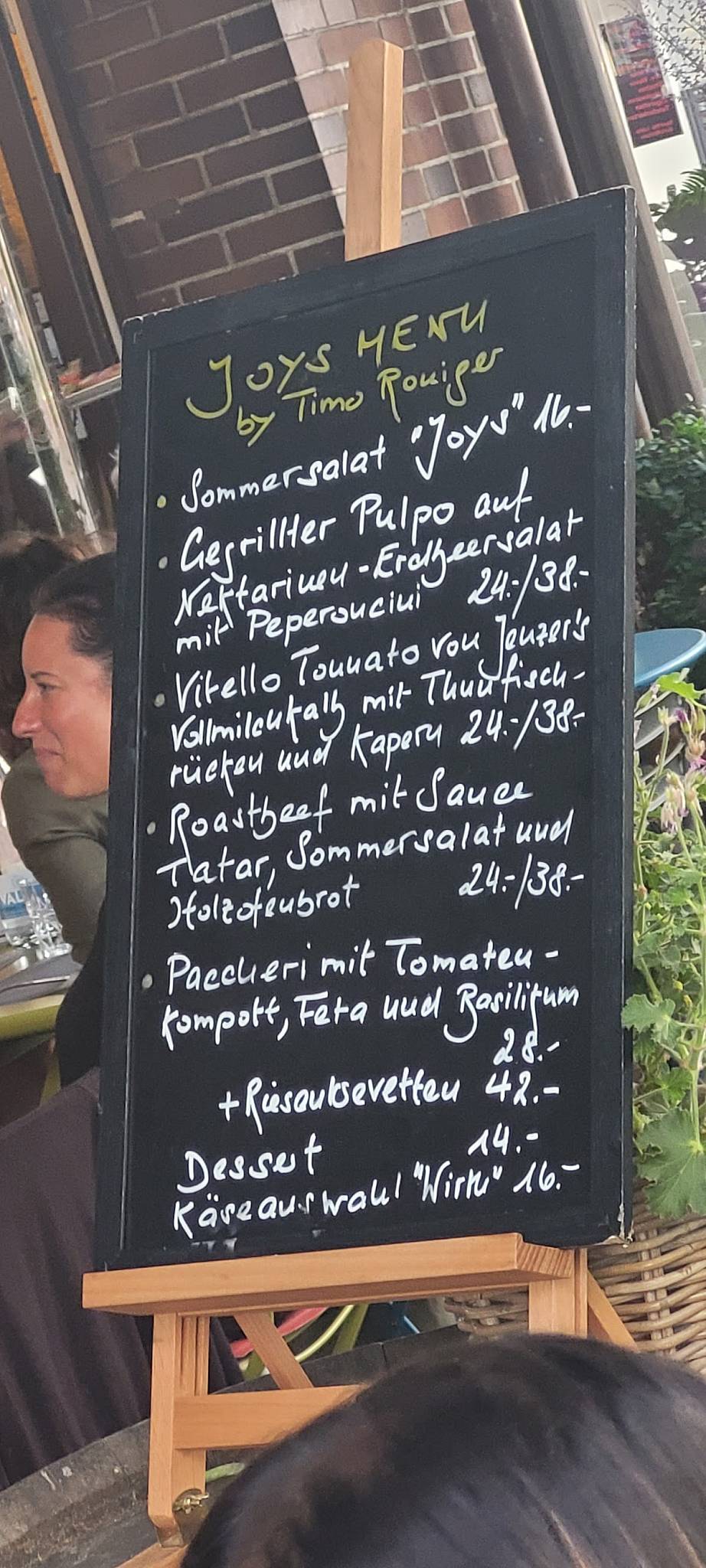 Menu di Joys Basel 