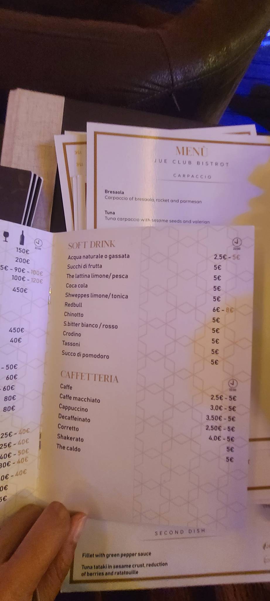 Menu di Jué Club 