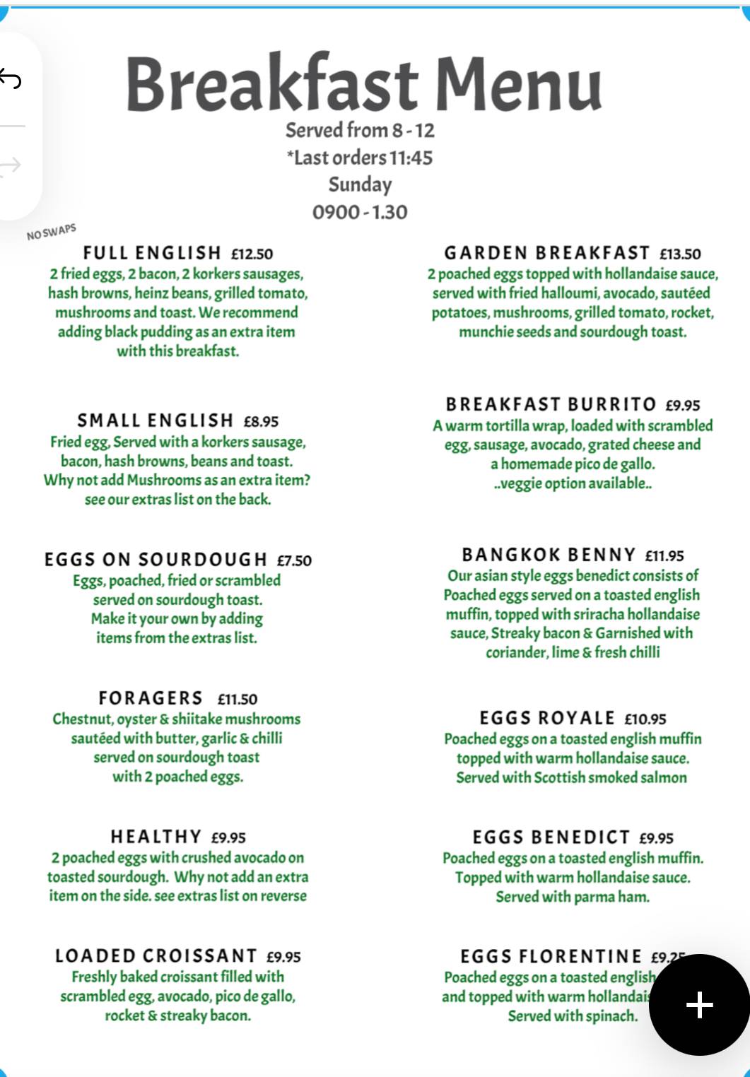 Menu at Juliet's Farm Shop and Cafe, England
