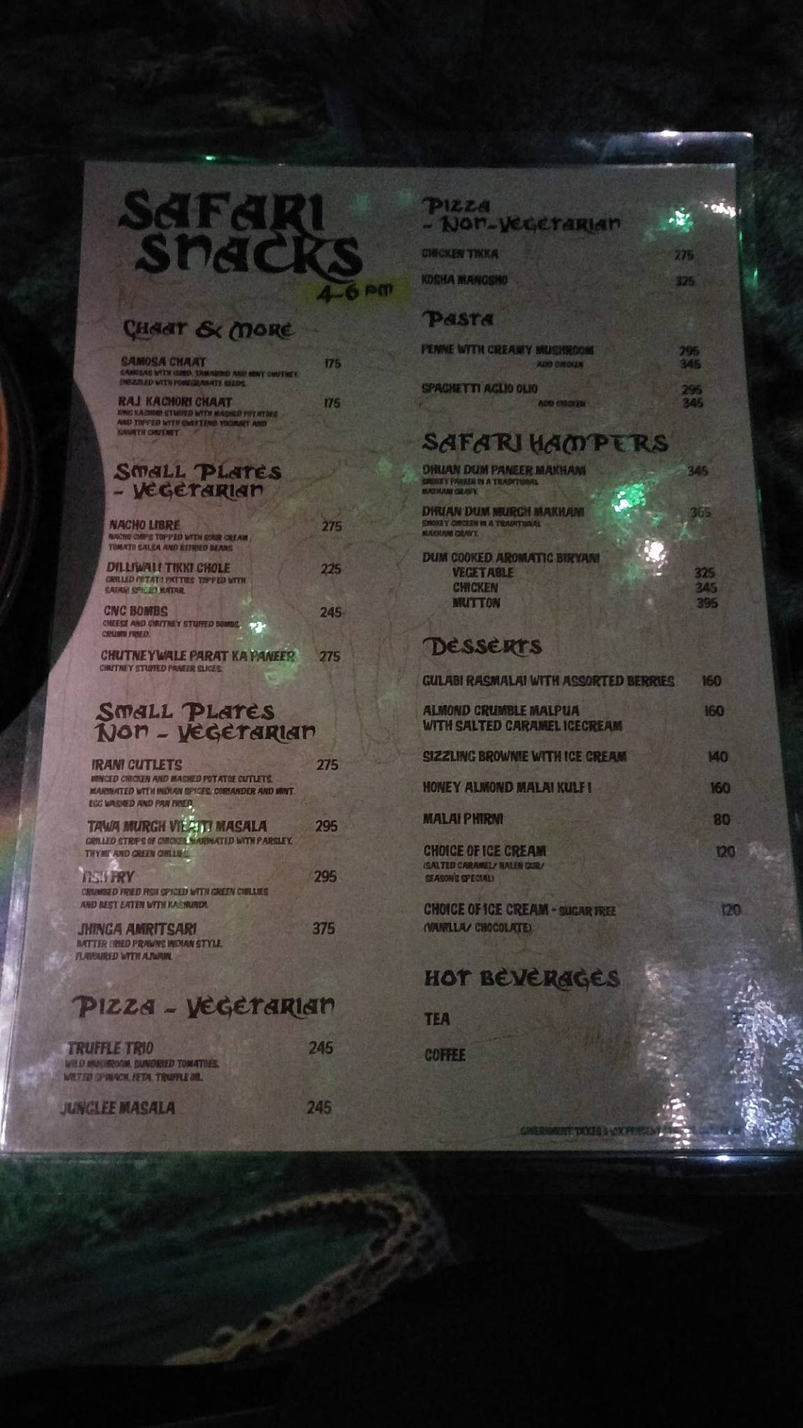 Jungle Safari menu