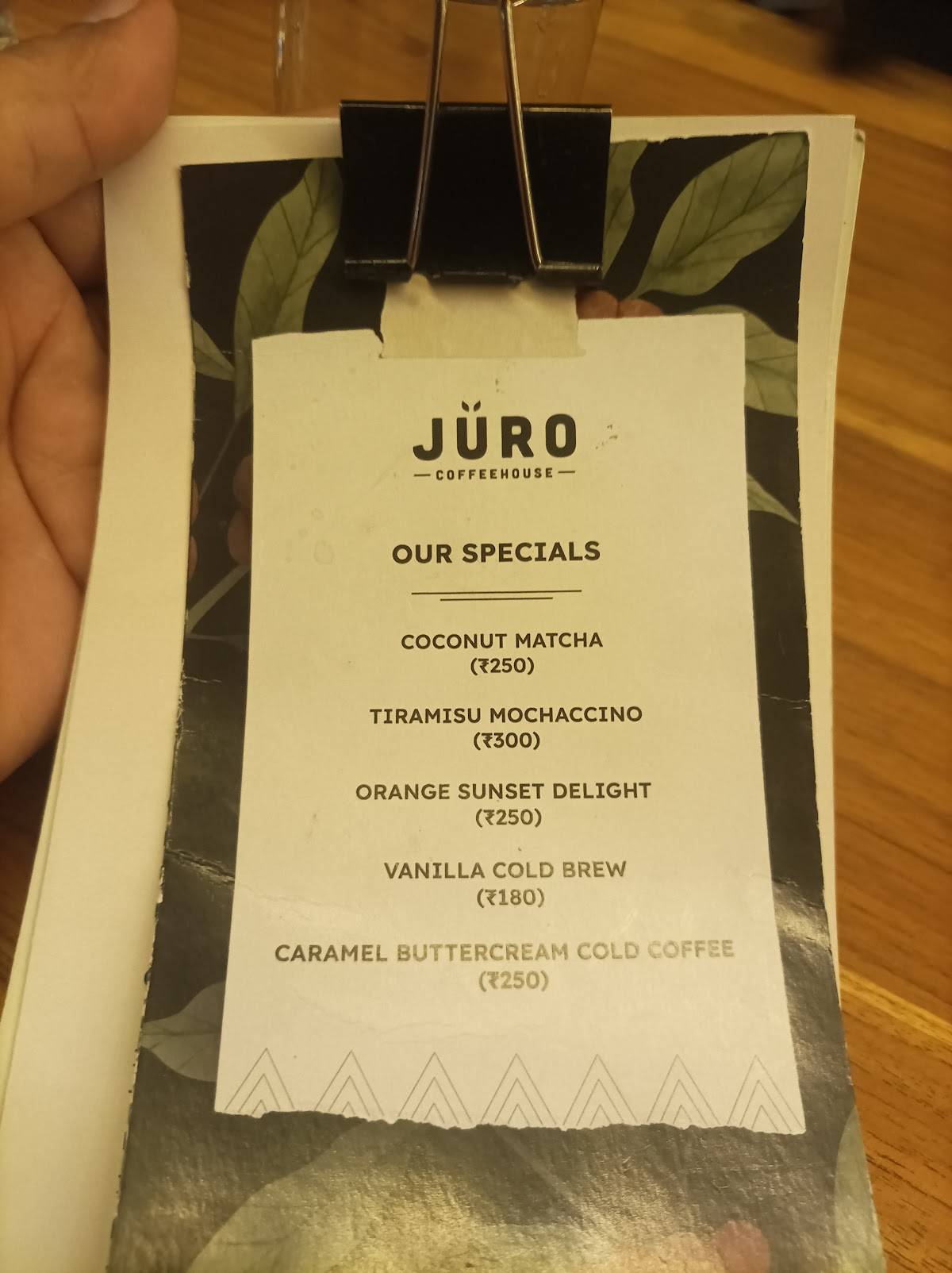Jüro Coffee House menu