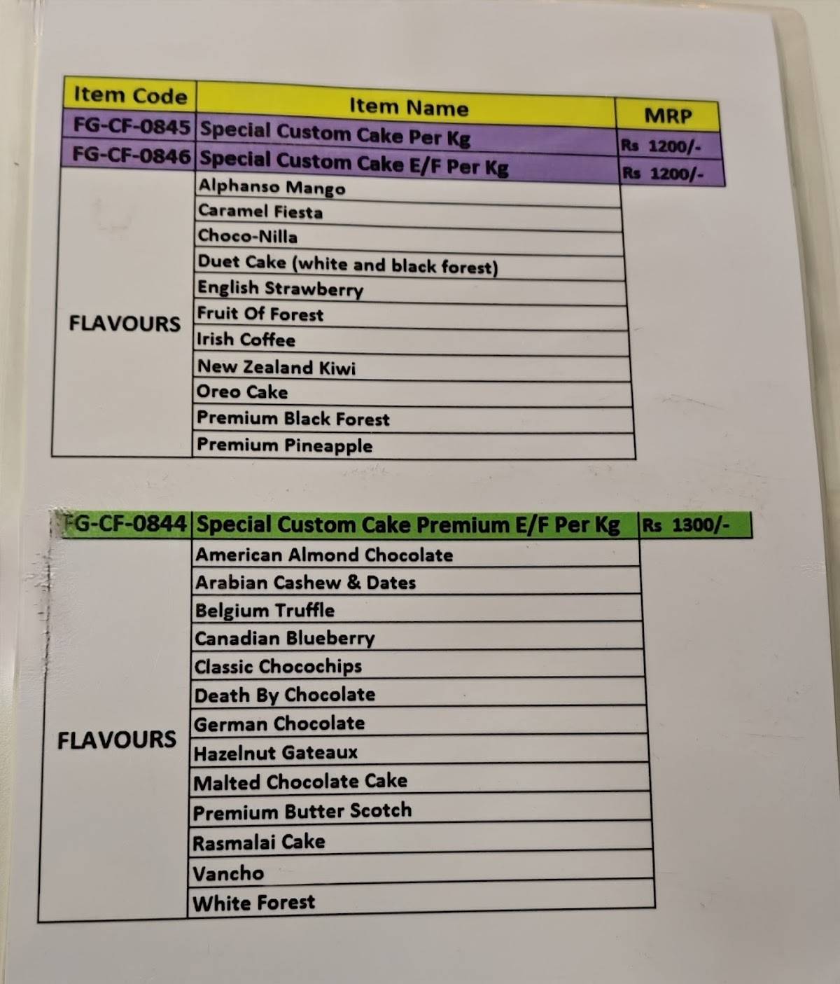 Just Bake Vadakara menu