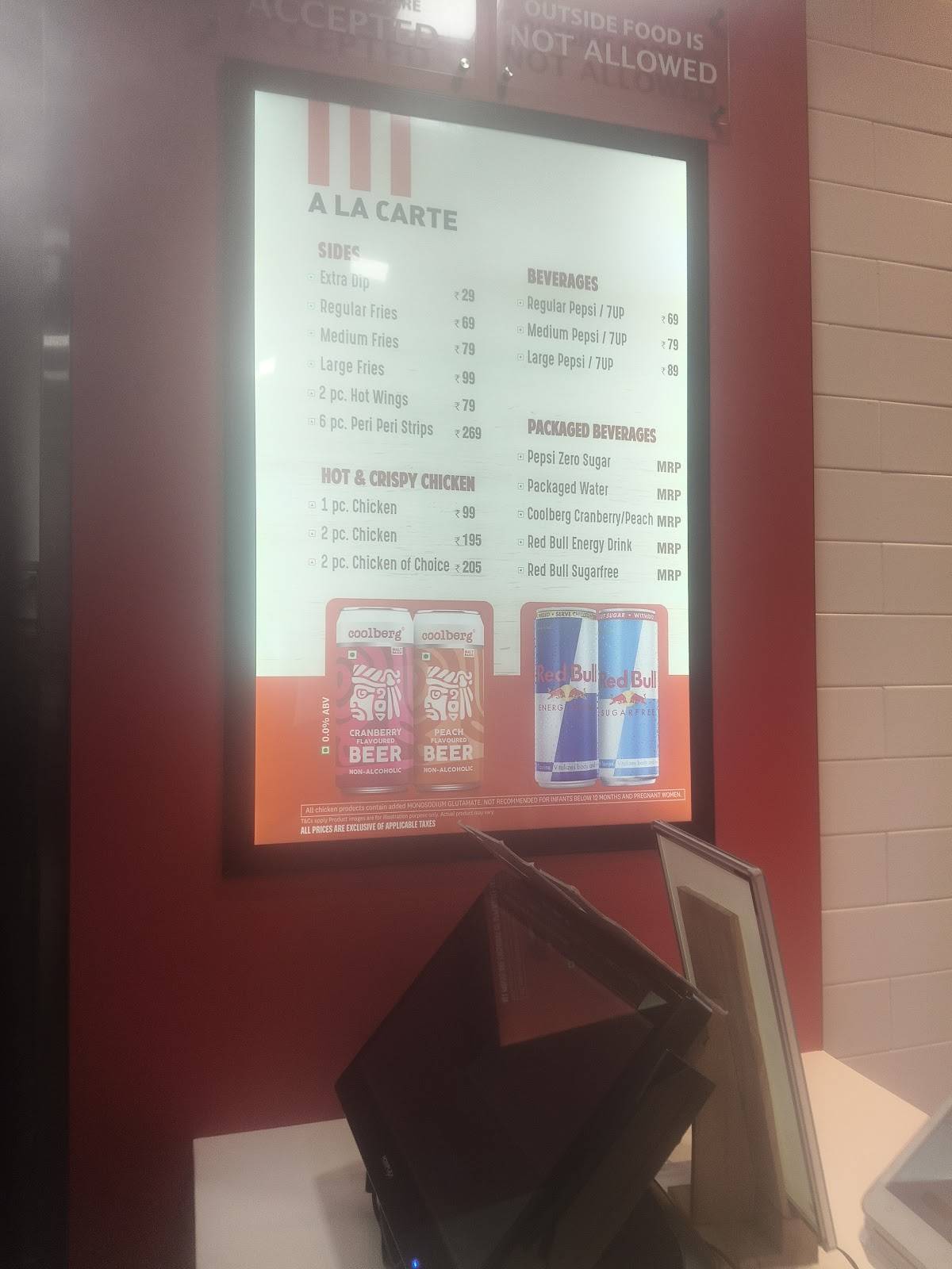 KFC menu