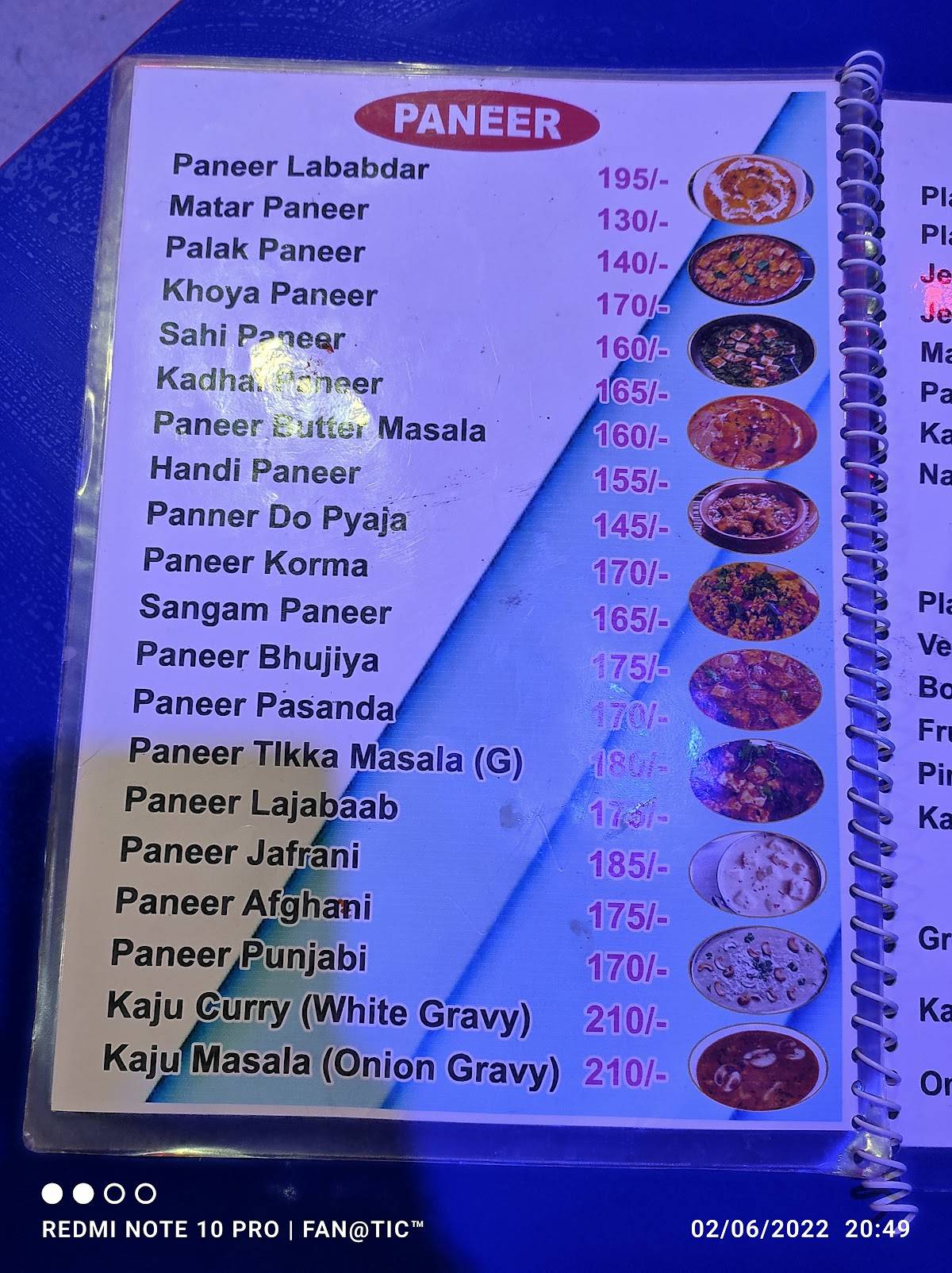 KHANA KHAZANA FAMILY'S RESTAURANT menu