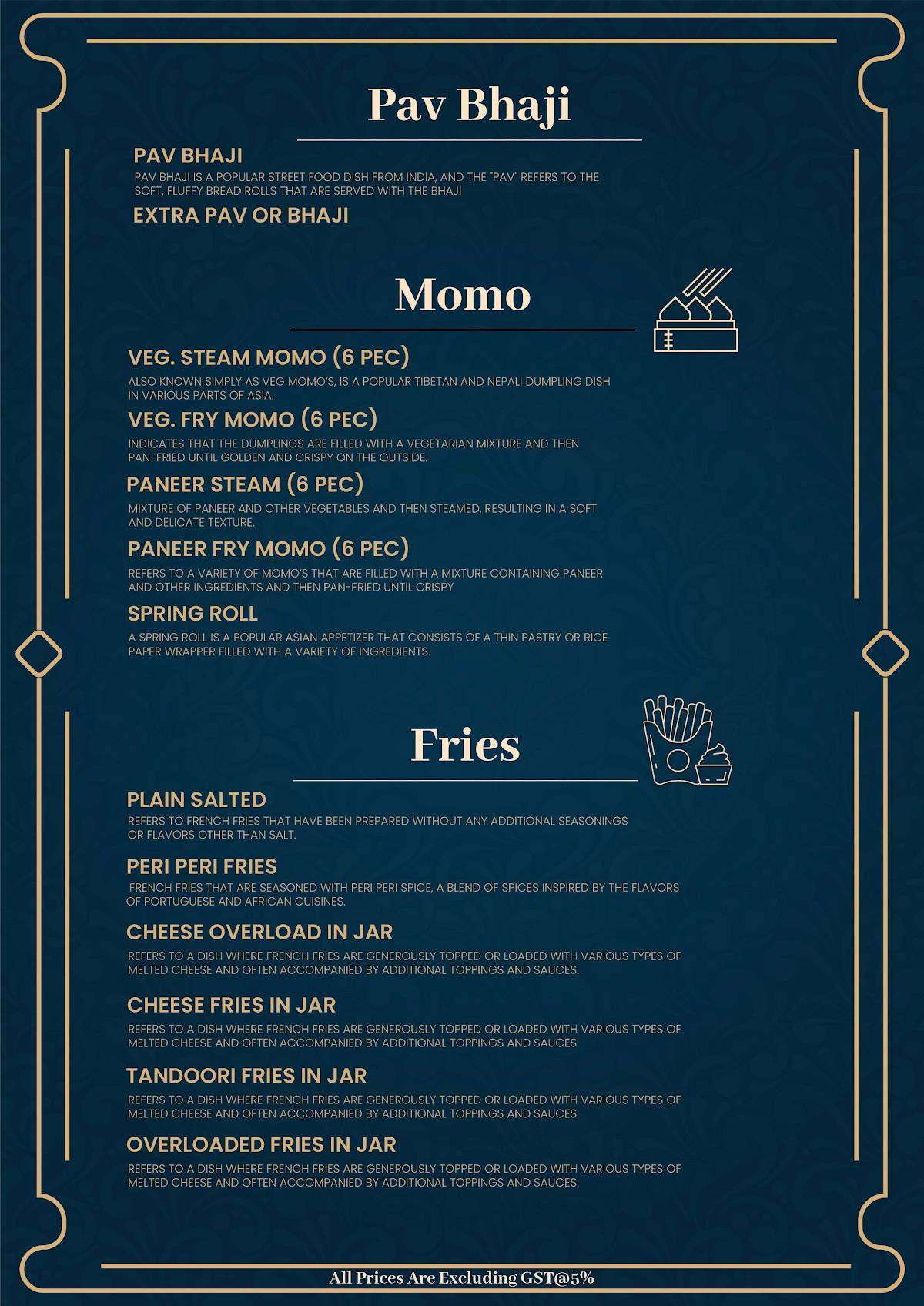 KK Snacks menu