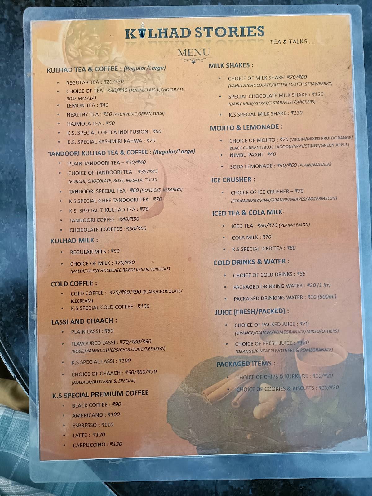 KULHAD STORIES menu