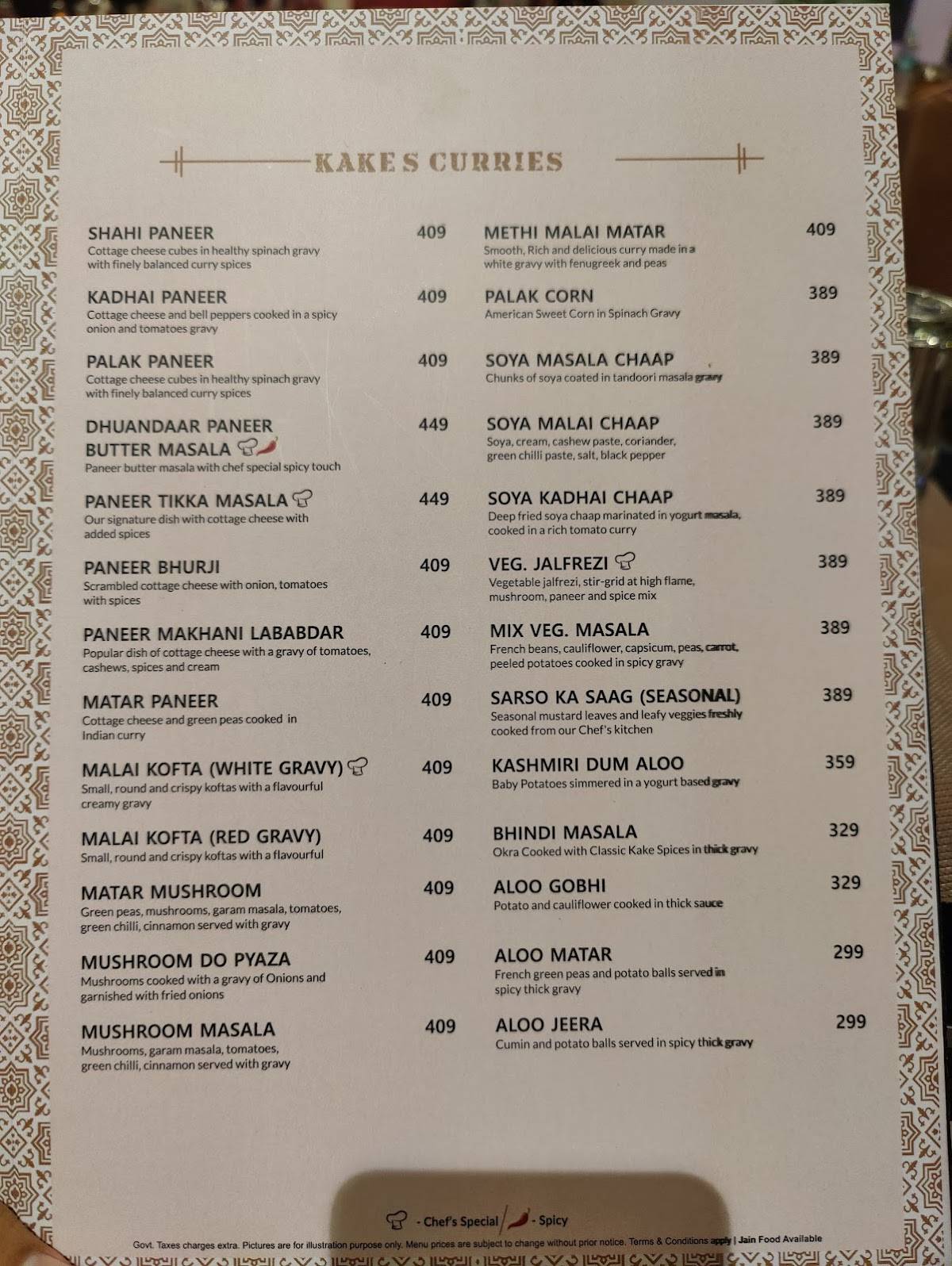 Kake Di Hatti Mohali menu