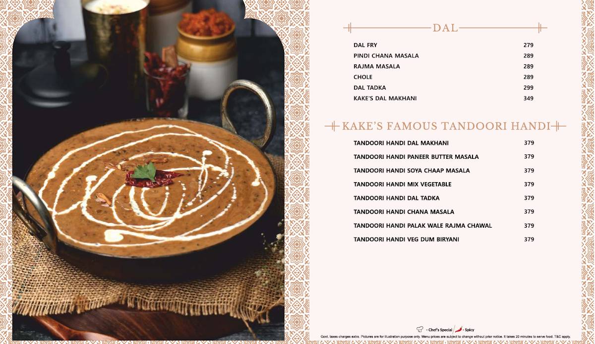 Kake Di Hatti Rishikesh menu