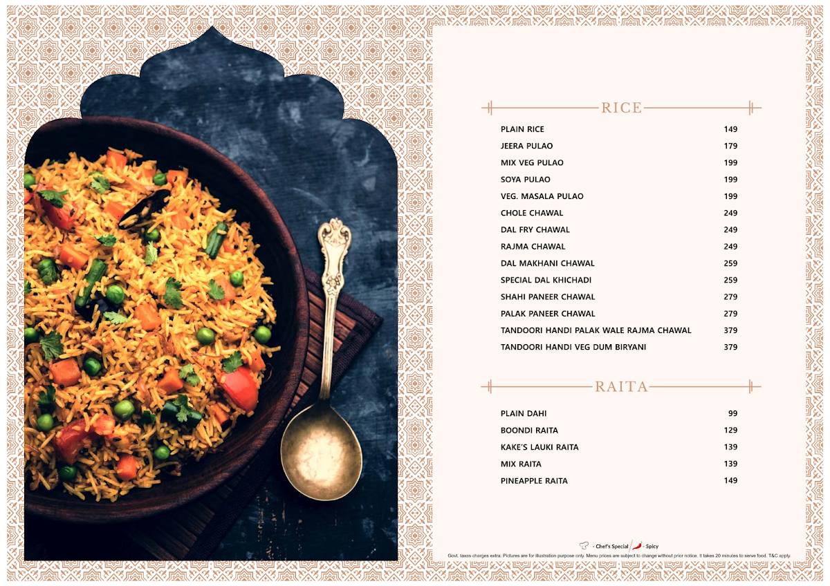 Kake Di Hatti Rishikesh menu
