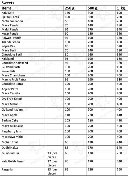 Kanaiya Dairy Farm & Sweets menu