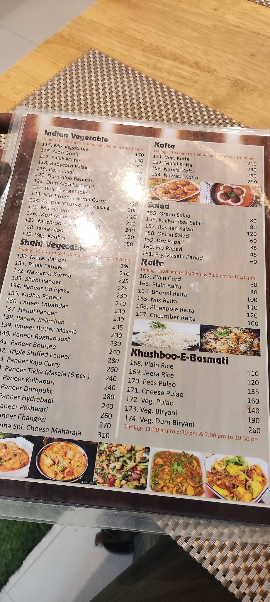 Hotel Kanha Bhoomi Bhog menu