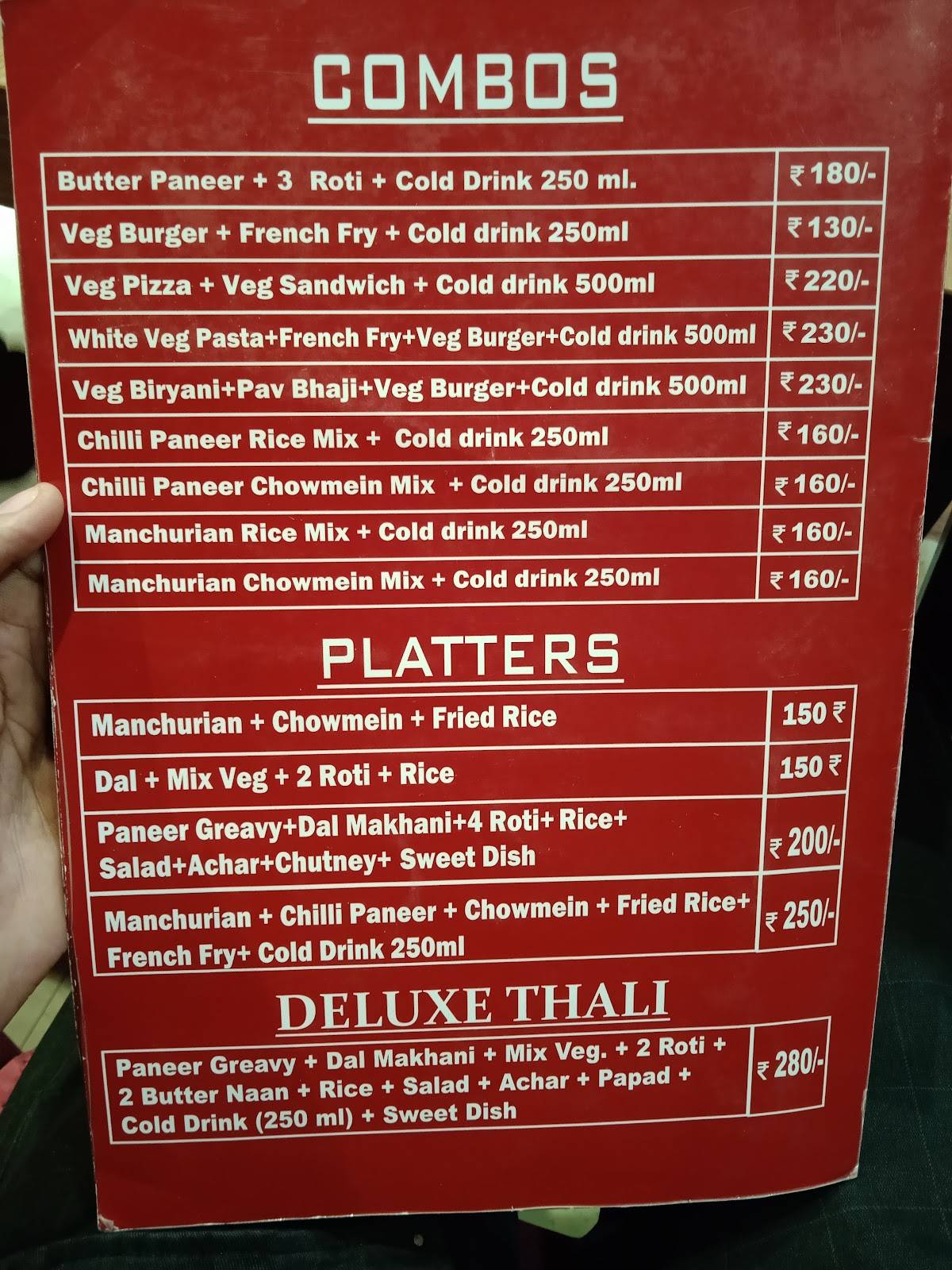 Facebook point Restaurant menu
