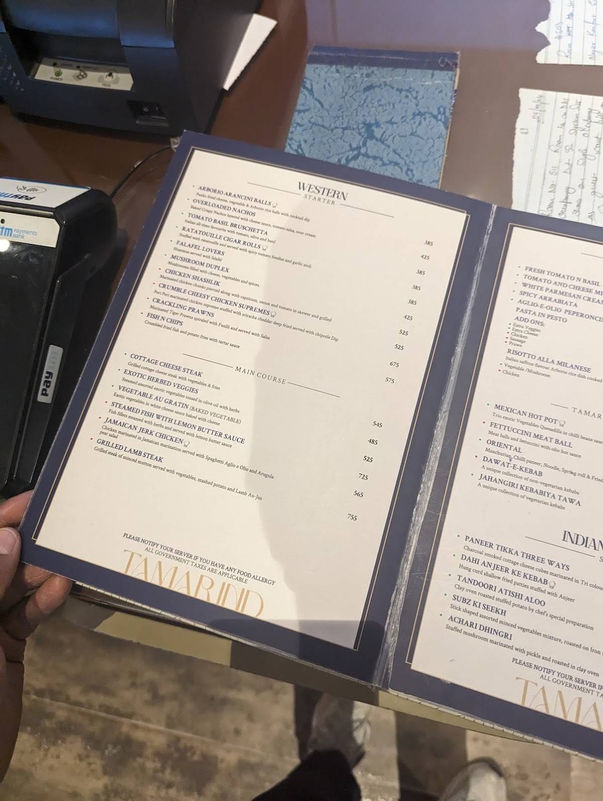 Tamarind Restaurant menu