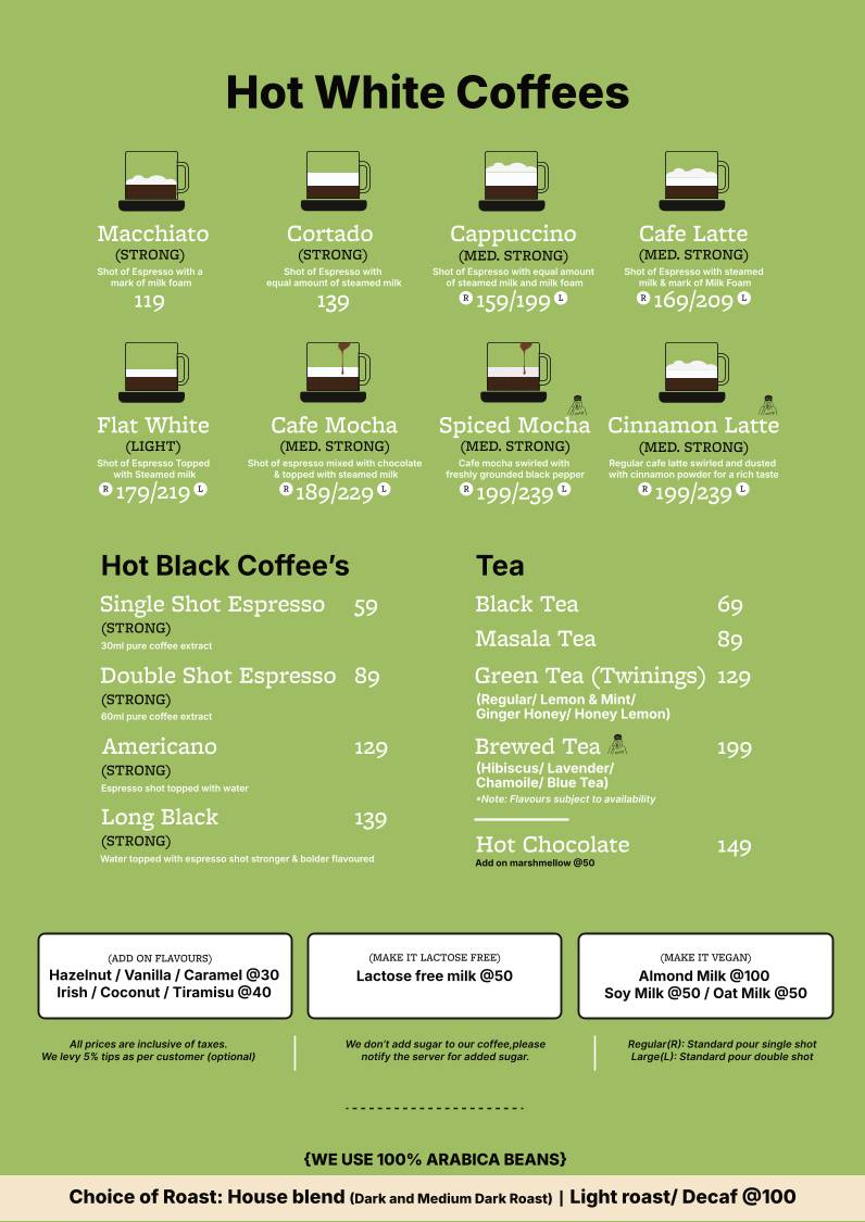 Kapai Coffee house and Bistro menu