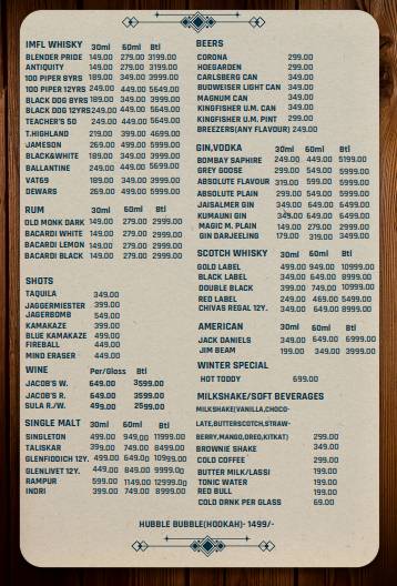 The Nest Cafe and Bar Kashipur menu