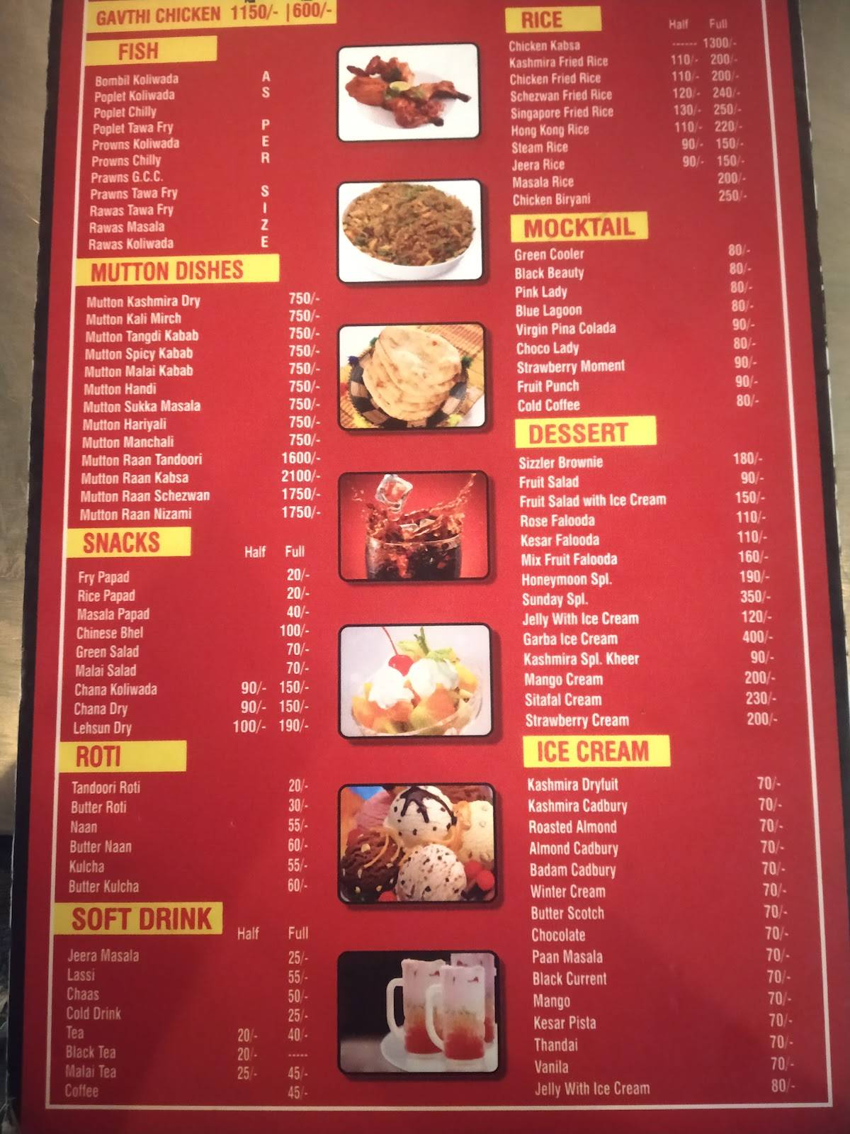 Kashmira and Shimla Dhaba in Bhiwandi menu