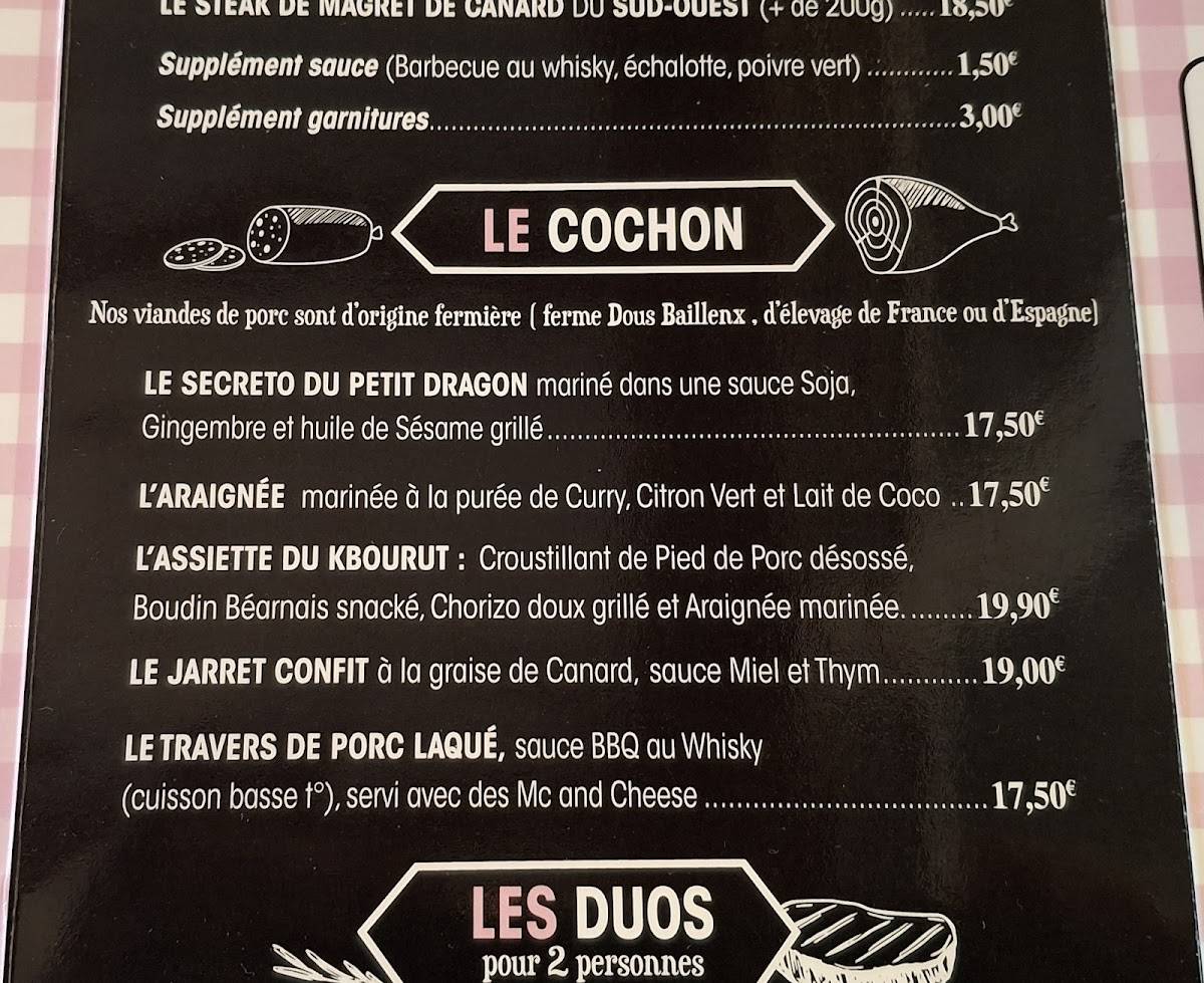 Menu de Kbourut restaurant bar tapas