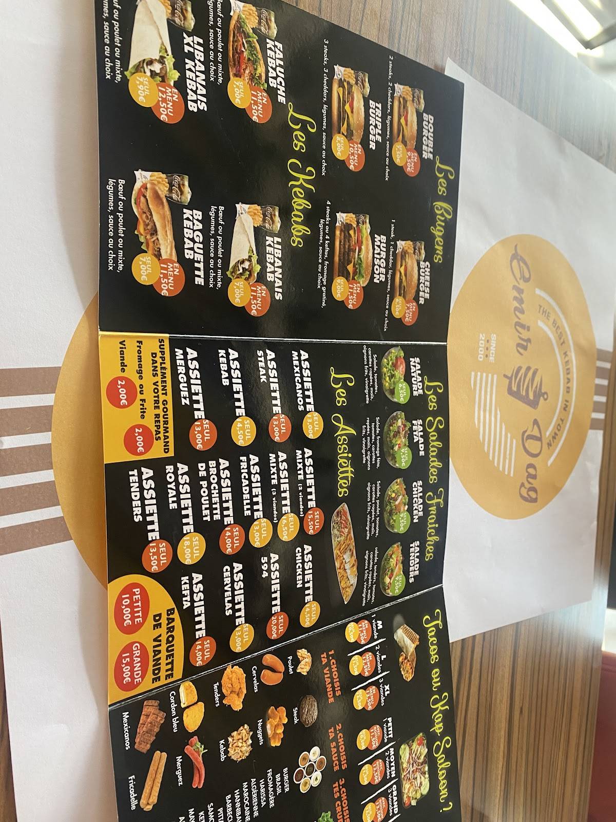 Menu de Kebab Emirdag Taner