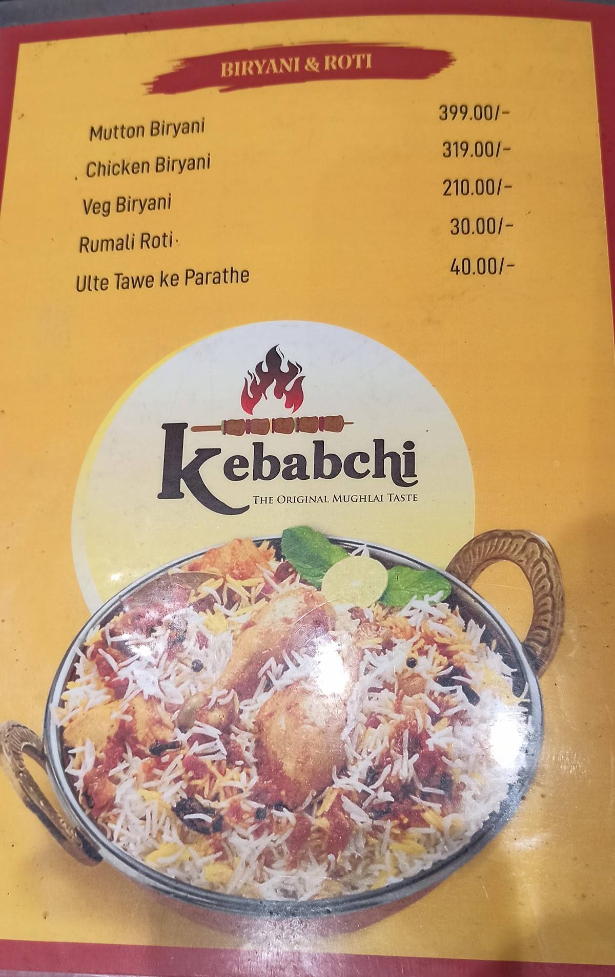 Kebabchi menu