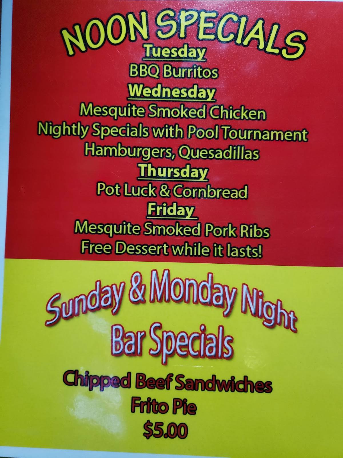 Menu at The Bar BQ Barn, Buffalo Gap