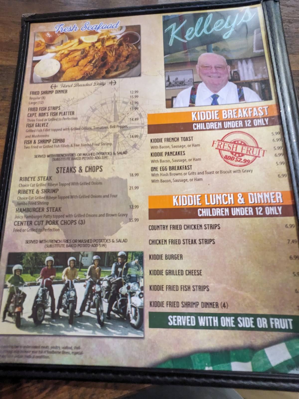 Menu at Kelley's Country Cookin' restaurant, League City, 1502 FM518