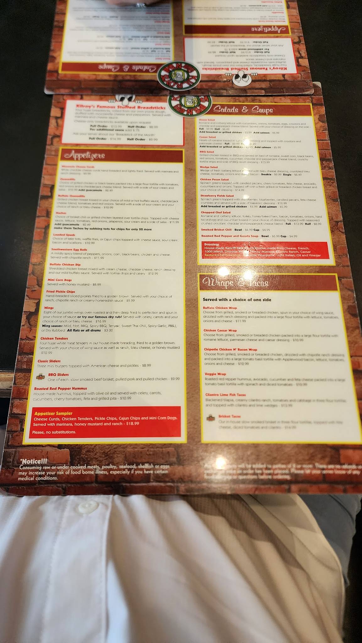 Menu At Kilroy S Bar Grill Indianapolis S Meridian St