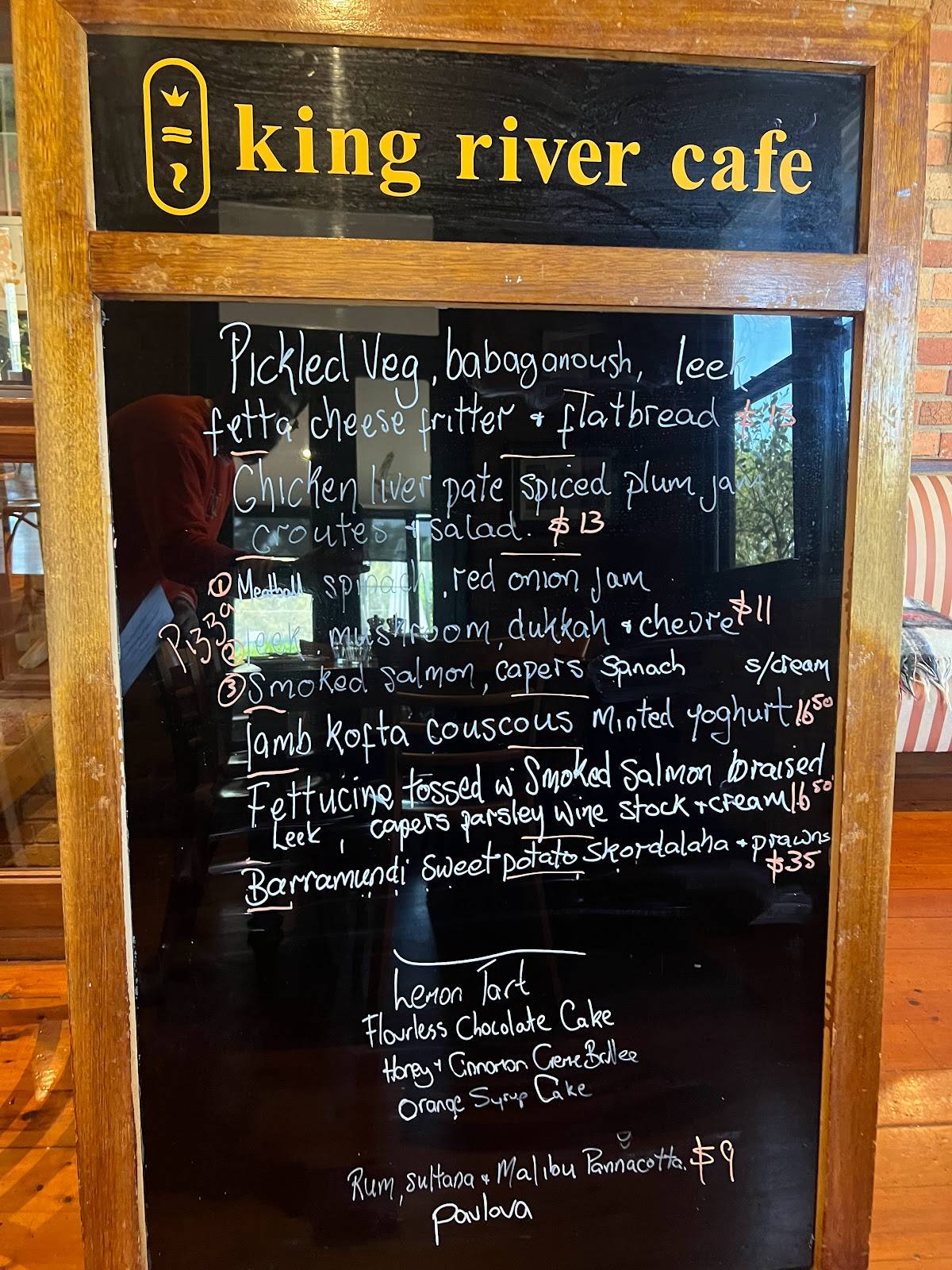 Menu at King River Cafe, Oxley
