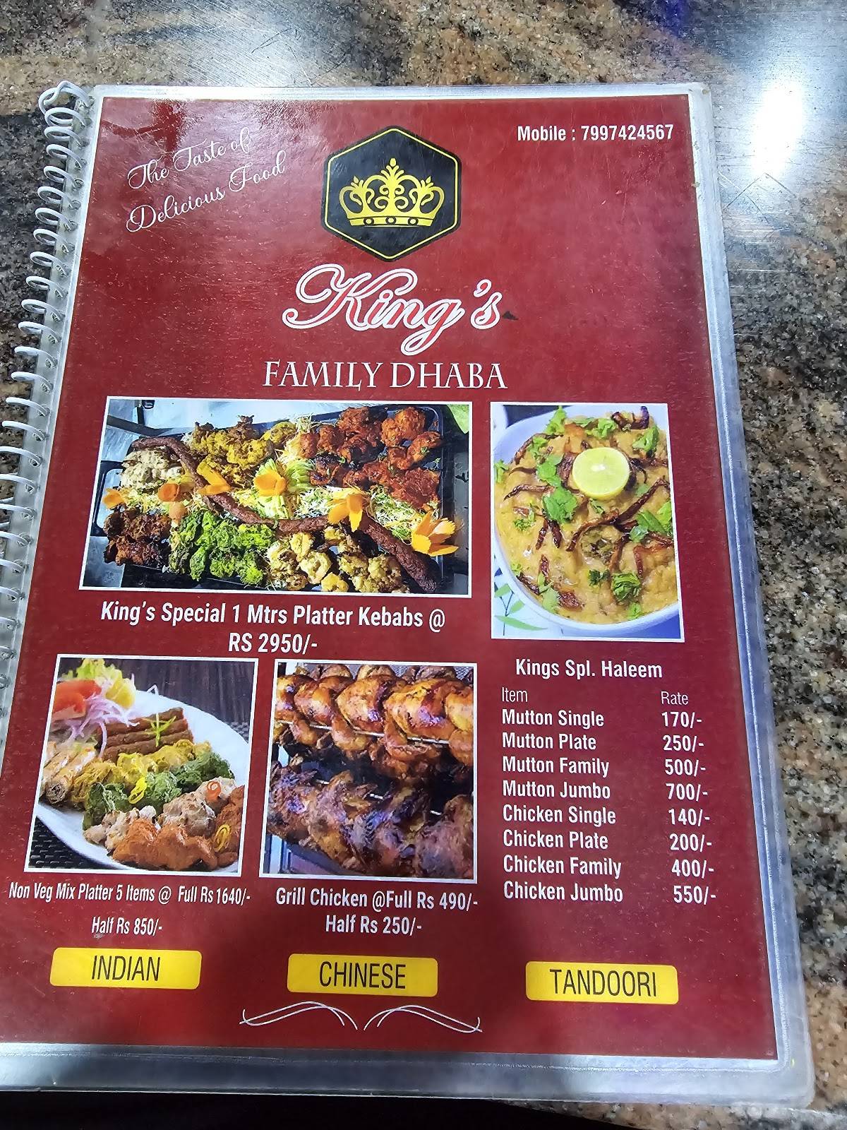 King's Family Dhaba menu
