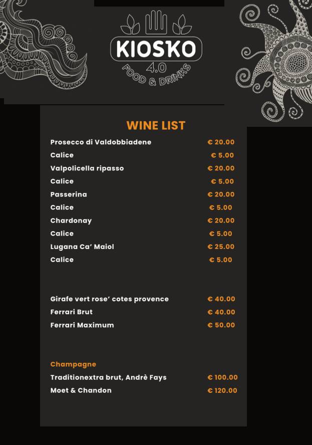 Menu di Kiosko 4.0 