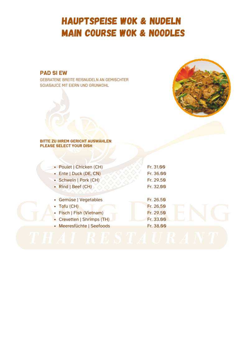 Menu di Gaeng Daeng Thai Restaurant 