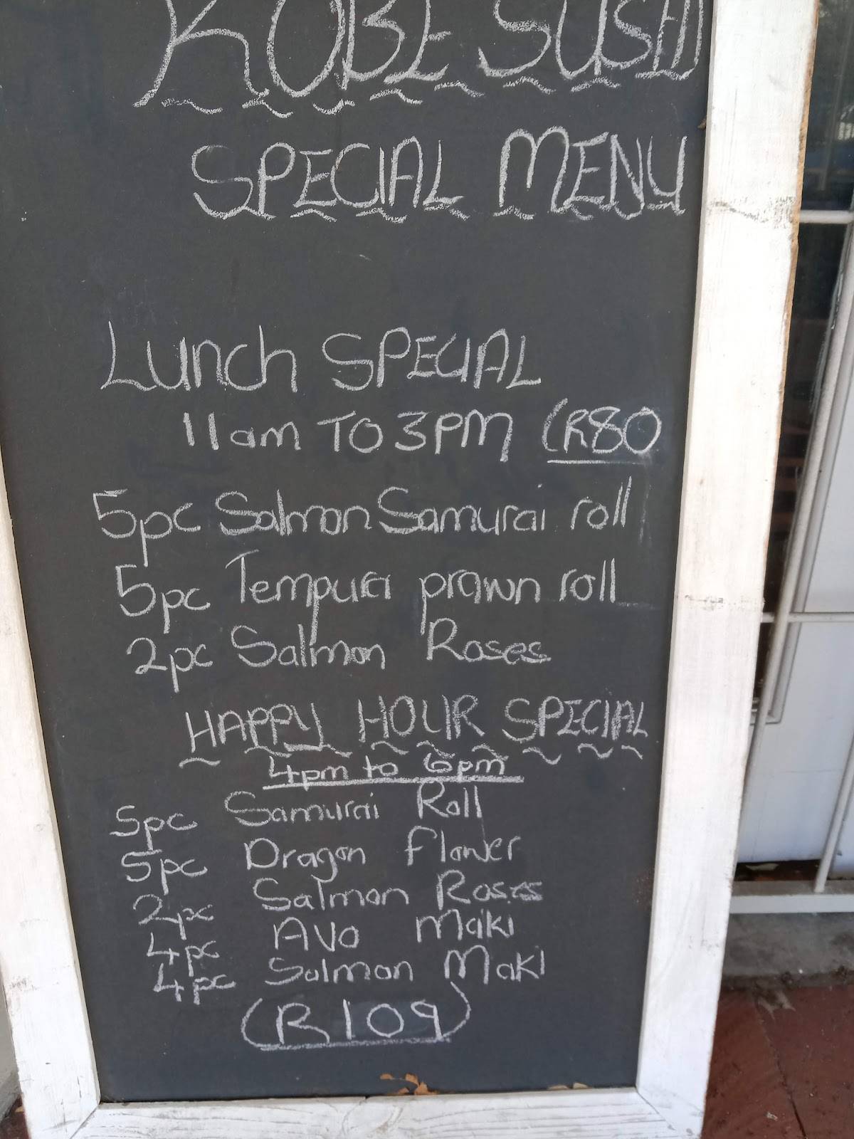 Menu at Kobe Sushi,Plumstead restaurant, Cape Town