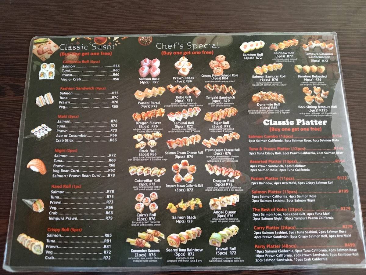 Kobe Teppan & Sushi Frisco Menu Menu at Kobe Sushi,Plumstead restaurant, Cape Town