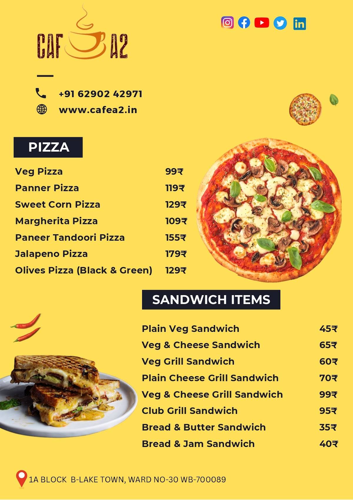 Cafe A2 menu