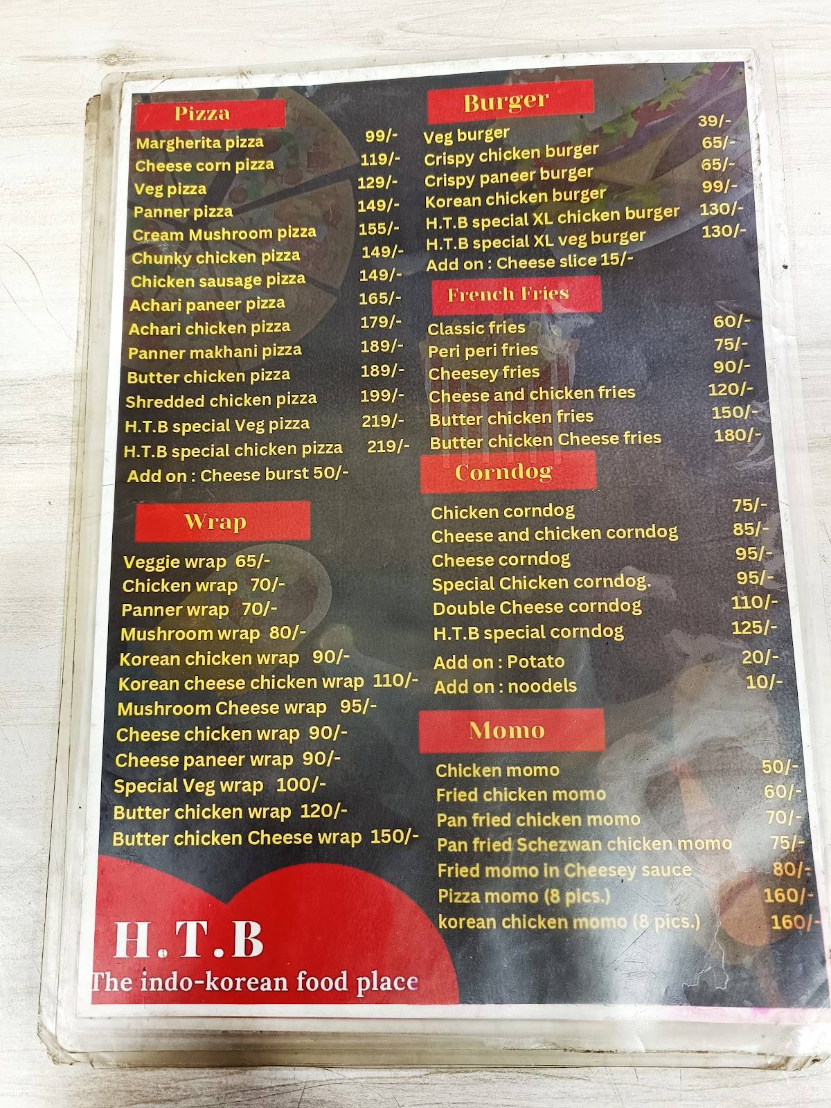 H.T.B menu