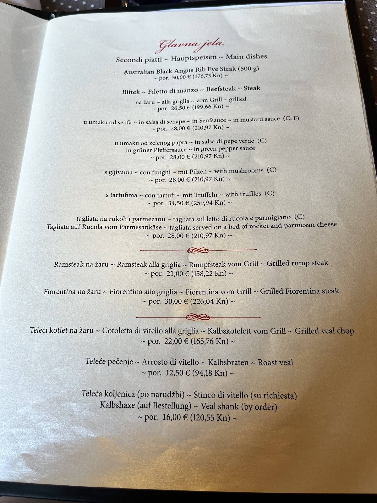 Menu di Konoba Rino 