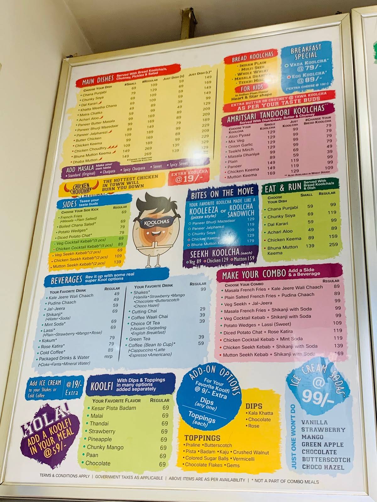 Koolchas menu