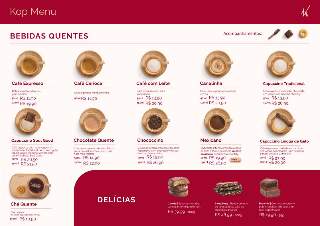Kopenhagen Leblon Ataulfo de Paiva 135 cardápio