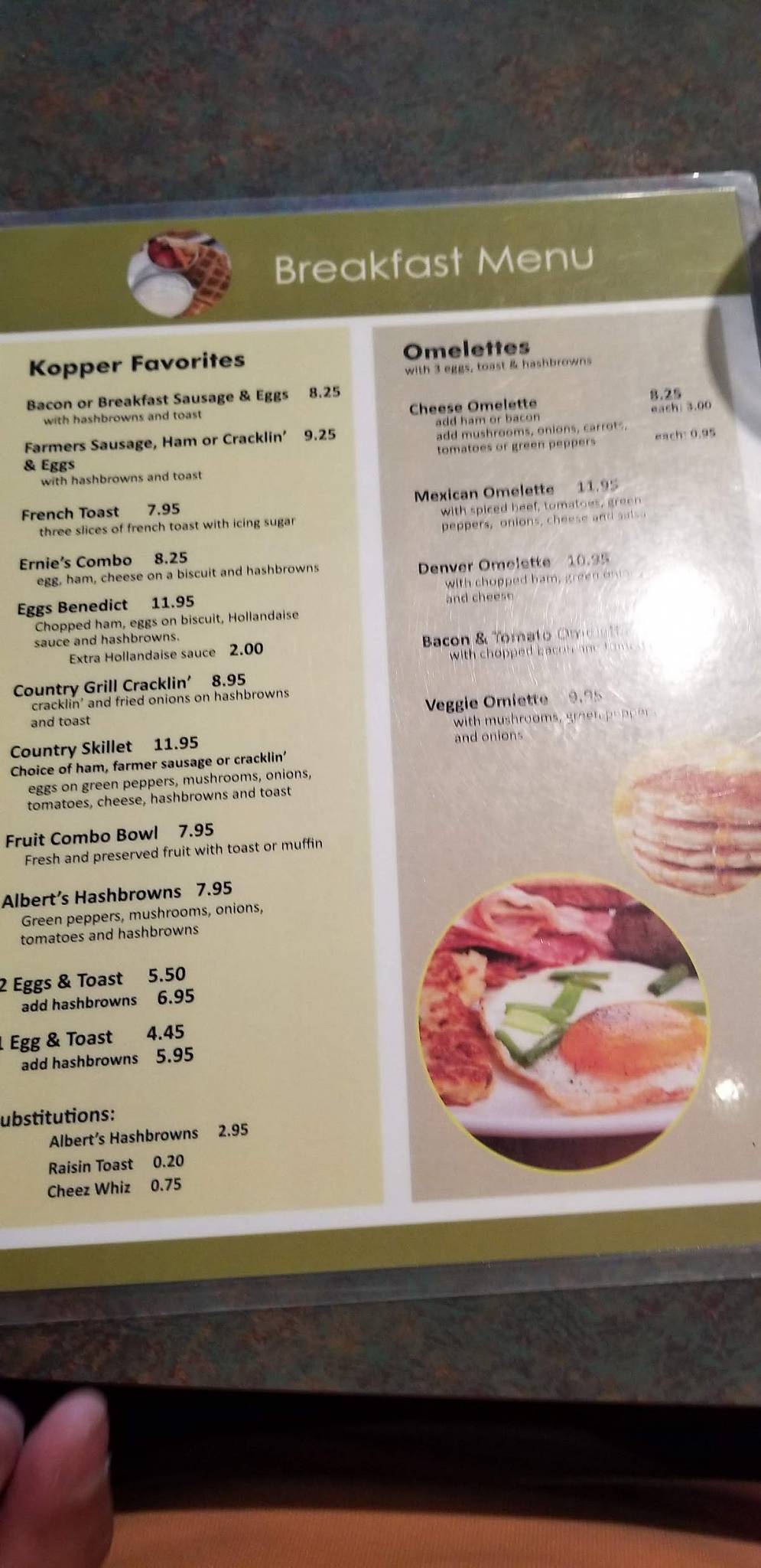 Menu at Kopper Kettle Family Restaurant, Morden