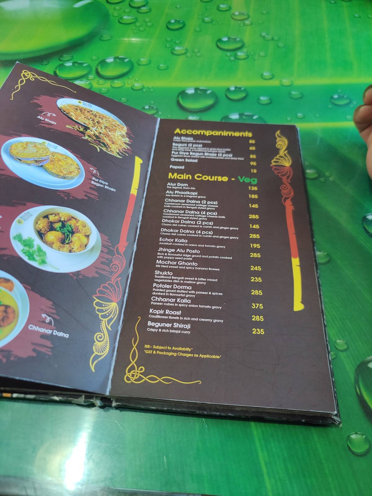 Koshe Kosha, Digha (কষে কষা, দীঘা) menu