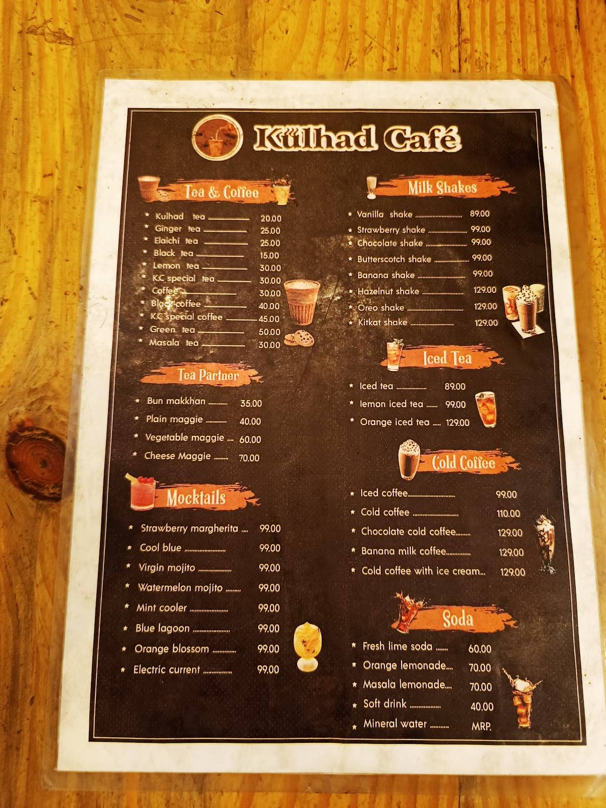 Kulhad Cafe menu