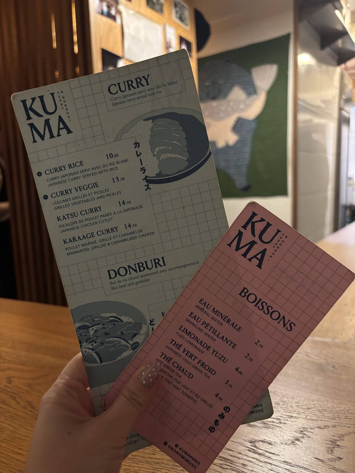 Menu de KUMA - Marais