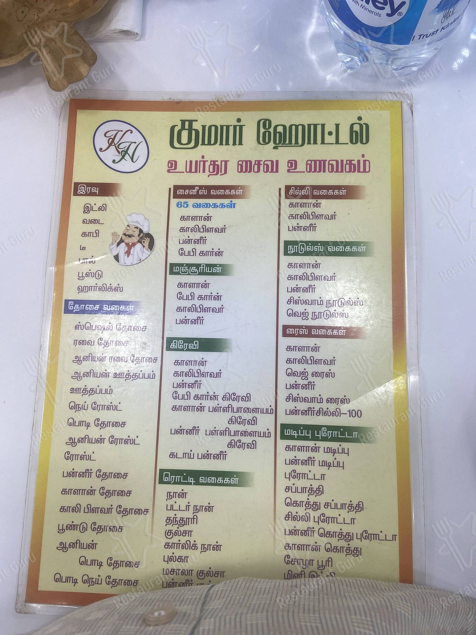 Kumar Hotel menu - dishes and beverages