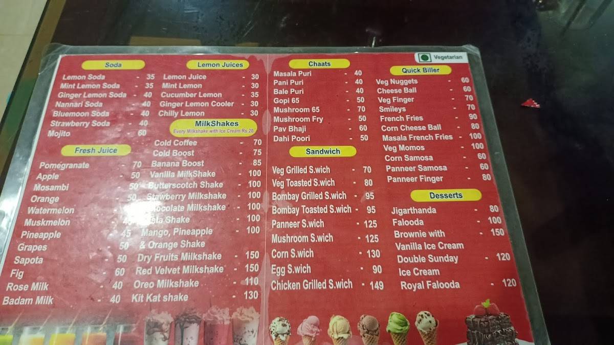 Kumaran coffee corner menu