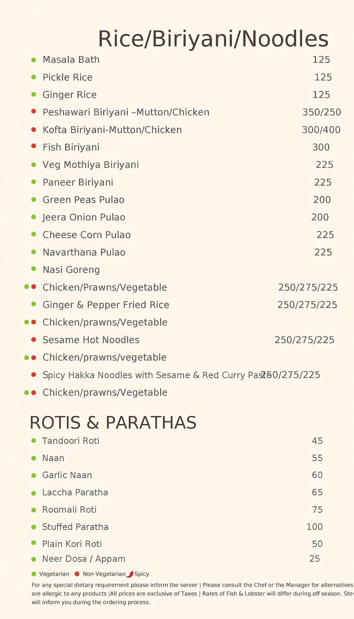 Cafe Atlantis menu